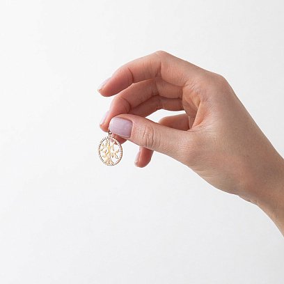 ﻿Золотий кулон "Дерево життя" з фіанітами п03011 №2