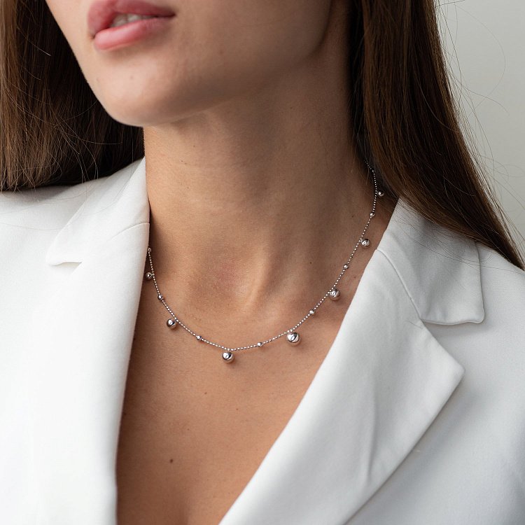 Срібне кольє "Кульки" 181066 від ювелірного магазину Онікс