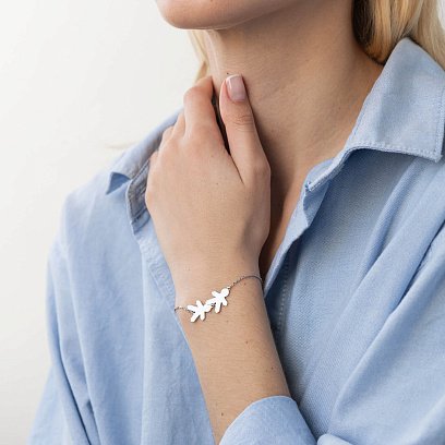 Браслет "Два хлопчики" в білому золоті (можливе гравіювання) з2089б №5