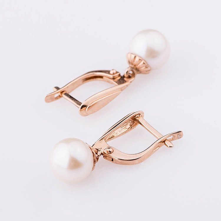 Золоті сережки з культ. прісн. перлами с04079 від ювелірного магазину Онікс - 1