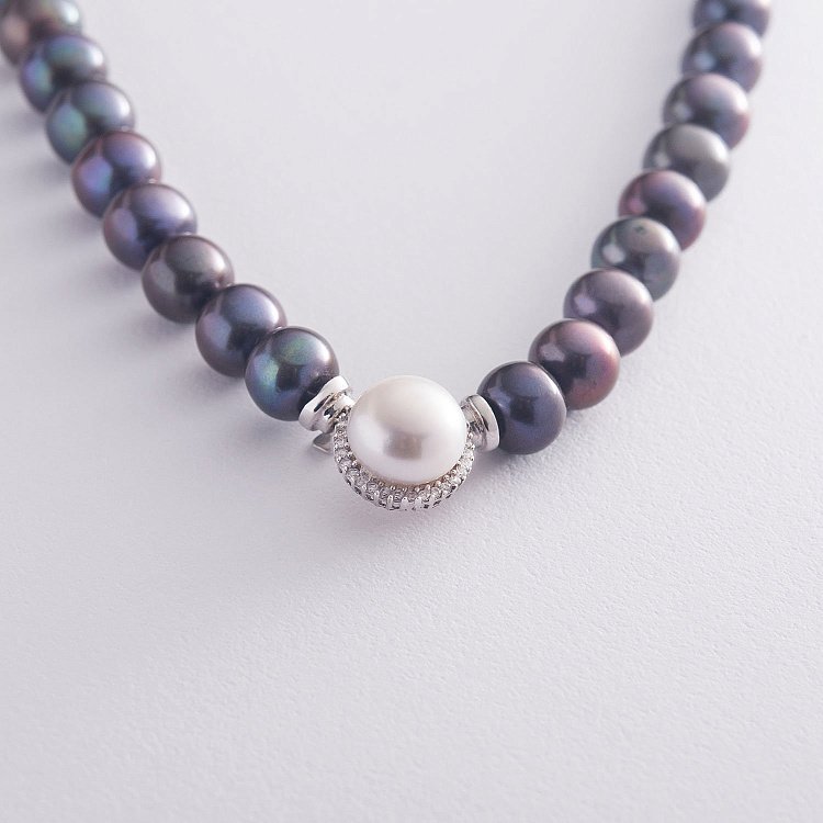 Колье из жемчуга с фианитами бус480 от ювелирного магазина Оникс - 2