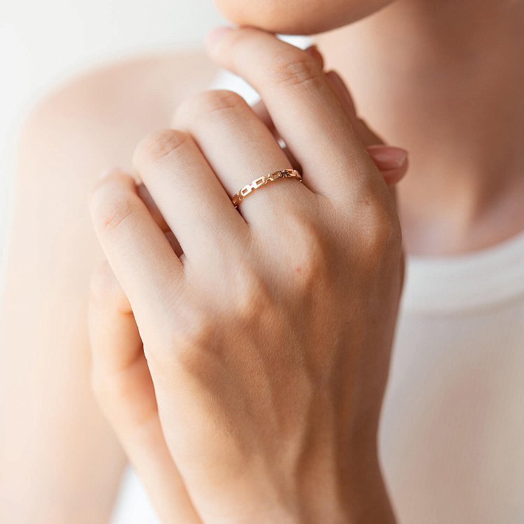 Золотое кольцо "Цепочка" к07073 от ювелирного магазина Оникс - 2