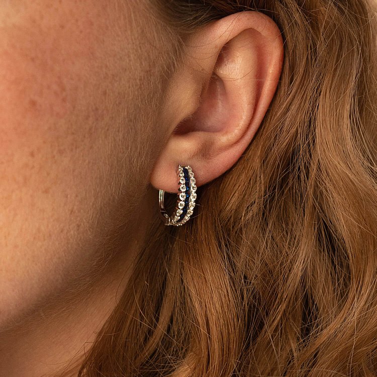 Золотые серьги с бриллиантами и сапфирами сб0400mi от ювелирного магазина Оникс - 6