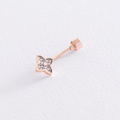 Золотий пірсинг в пупок "Конюшина" з фіанітами пир00258