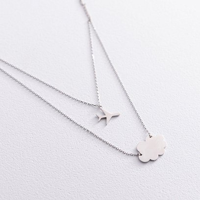 Колье "Полет над облаками" в белом золоте (возможна гравировка) кол01931