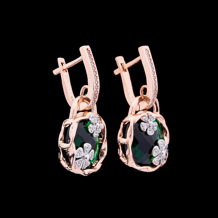 Золоті сережки з фіанітом с03943 від ювелірного магазину Онікс - 3