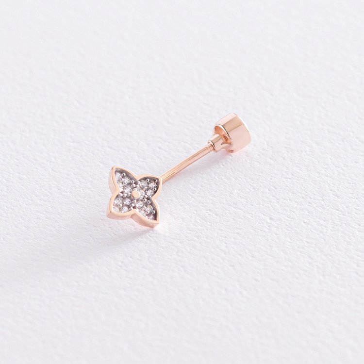 Золотий пірсинг в пупок "Конюшина" з фіанітами пир00258 від ювелірного магазину Онікс