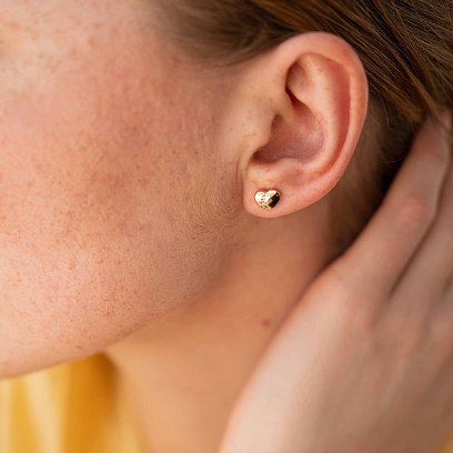 Золотые серьги "Сердца" с фианитами с03511 №5