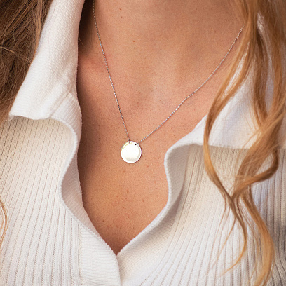 Колье "Монетка" в белом золоте (возможна гравировка) кол02460 №2