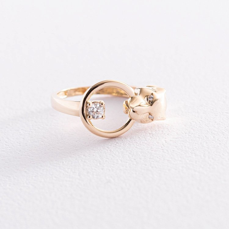 Кольцо "Пантера" в желтом золоте (фианиты) к06844 - 3 Кольцо "Пантера" в желтом золоте (фианиты) к06844 от ювелирного магазина Оникс - 3