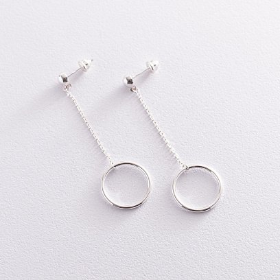 Срібні сережки "Кругообіг на ланцюжку" 123013 №2