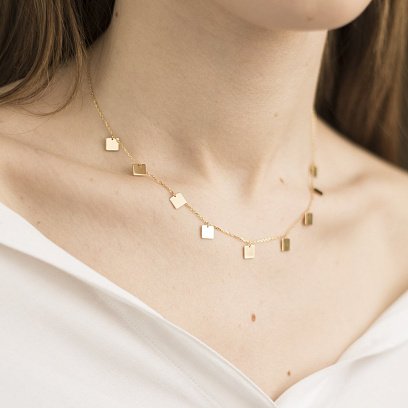 Золотое колье с квадратиками кол01448 №4