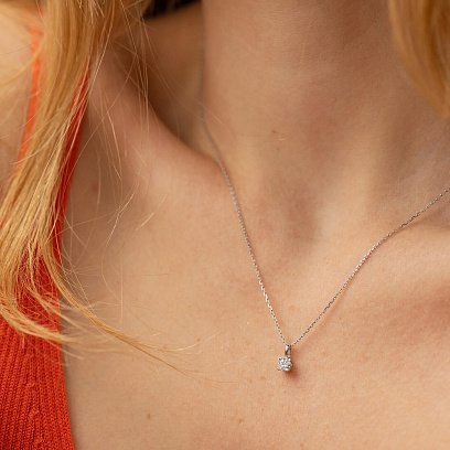 Колье в белом золоте с бриллиантом 112081121 №4