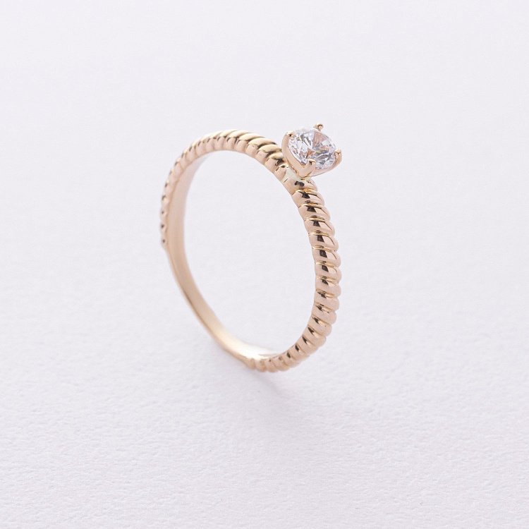 Заручальна золота каблучка з фіанітом к08197 від ювелірного магазину Онікс