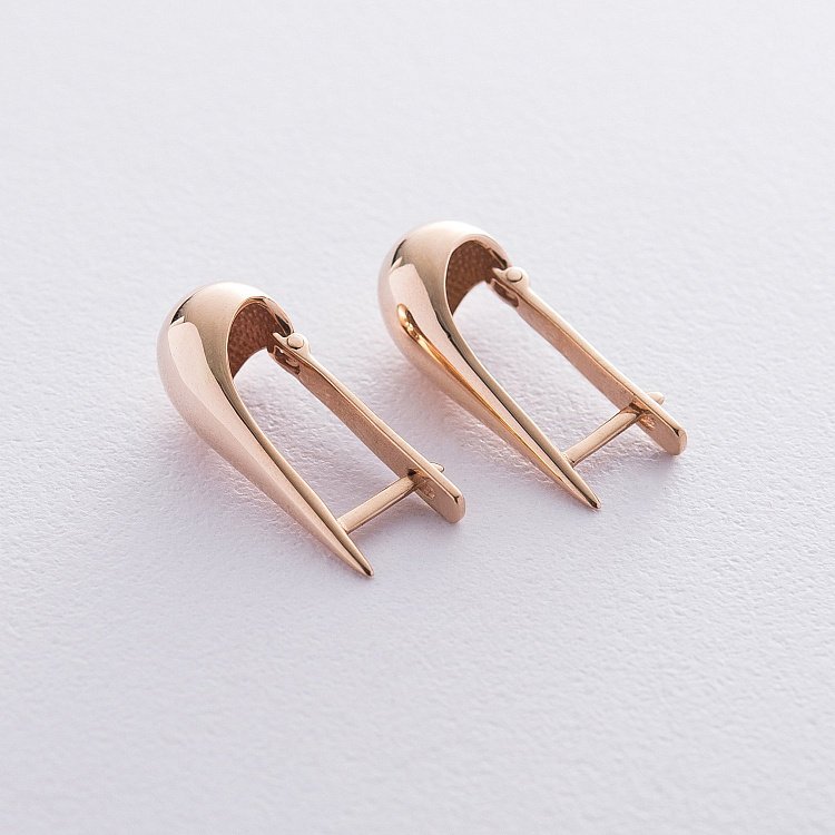 Серьги "Маленькие капельки" в красном золоте (2.6 см) с06421 от ювелирного магазина Оникс - 5