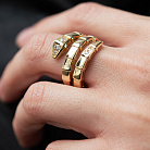 Кольцо "Змея" в желтом золоте (фианиты) к08401 от ювелирного магазина Оникс - 1