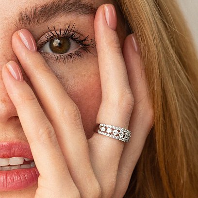 Каблучка у білому золоті з діамантами кб0433nl №4