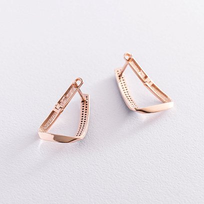 Золоті сережки з чорними фіанітами с06191 №3