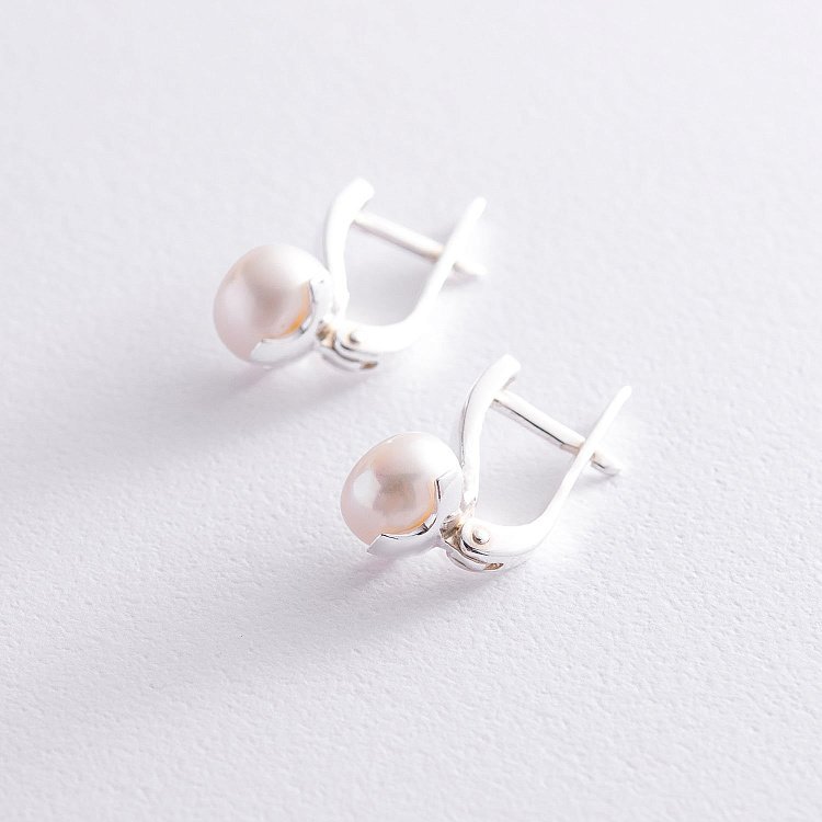 Срібні сережки з перлами 12797 від ювелірного магазину Онікс - 2