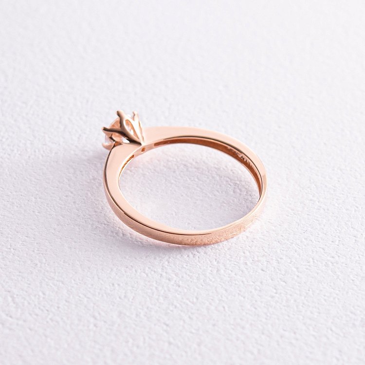 Заручальна каблучка в червоному золоті (фіаніт) к07096 від ювелірного магазину Онікс - 4