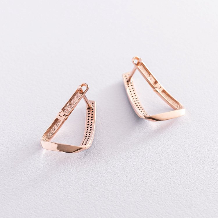 Золоті сережки з чорними фіанітами с06191 від ювелірного магазину Онікс - 2