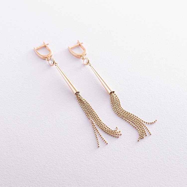 Серьги "Мечтательность" в желтом золоте (фианиты) с07971 от ювелирного магазина Оникс