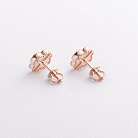 Сережки - пусети "Конюшина" з перламутром (червоне золото) с08906 от ювелирного магазина Оникс - 2