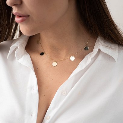 Колье "Монетки" в желтом золоте (5 шт) кол01438 №6
