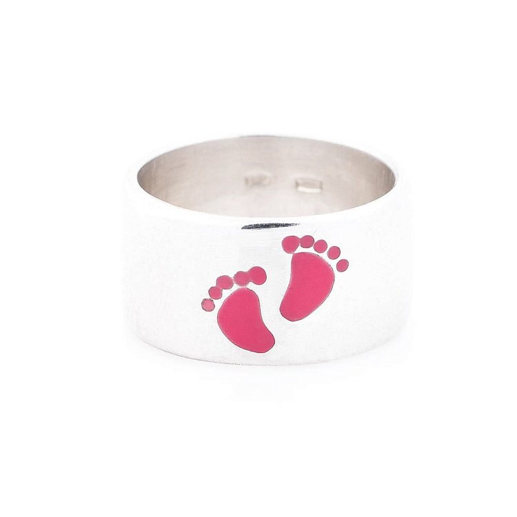 Срібний перстень "Ніжки немовляти", емаль 112003 від ювелірного магазину Онікс - 1