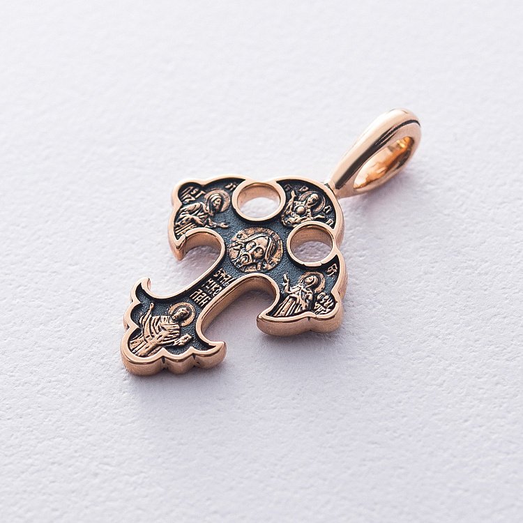 Православный крест "Спас Нерукотворный. Прп. Петр и Феврония Муромские. Свт. Николай Мирликийский п02664 от ювелирного магазина Оникс