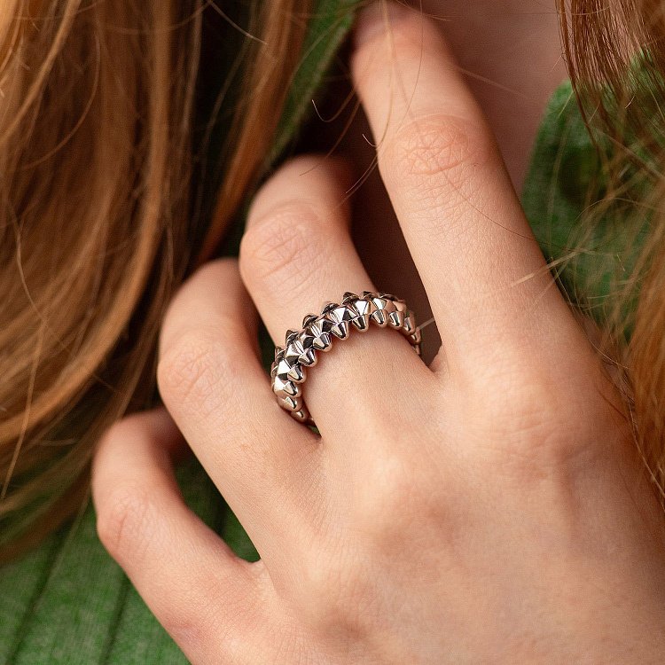 Каблучка "Тереза" в білому золоті к06545 - 9 Каблучка "Тереза" в білому золоті к06545 від ювелірного магазину Онікс - 9