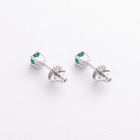 Серебряные серьги - пусеты с агатом 2491/1р-GRAG №3