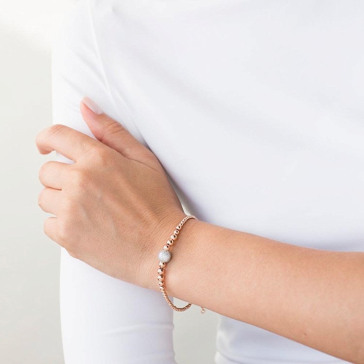 Золотий браслет з кульками (фіаніти) б03587 від ювелірного магазину Онікс - 3