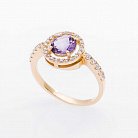Золотое кольцо с аметистом и фианитами 14030104 от ювелирного магазина Оникс