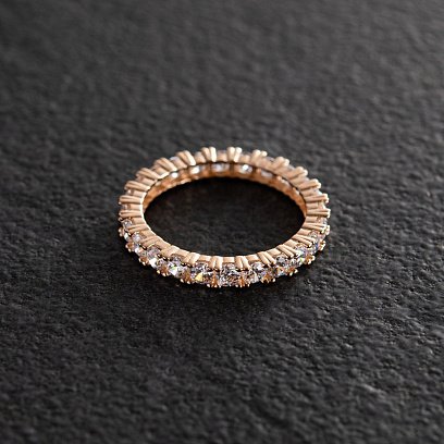 Каблучка "Paris" з доріжкою каменів в червоному золоті к07200 №6