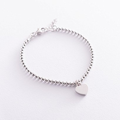 Серебряный шариковый браслет "Сердечко" 141512