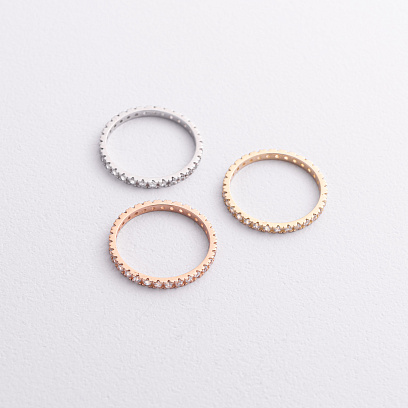 Каблучка з доріжкою каменів у жовтому золоті к08278 №7