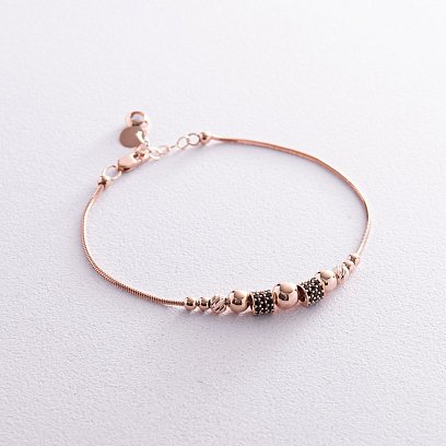 Браслет "Кульки" у червоному золоті (фіаніти) б05192