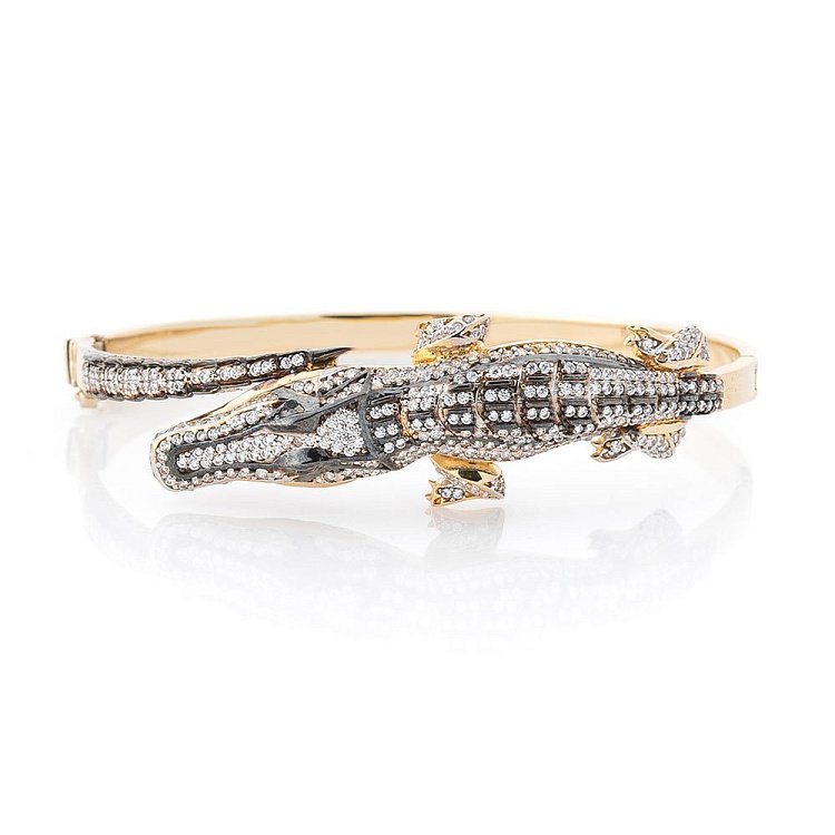 Золотий браслет "Крокодил" (фіаніти) б03011 від ювелірного магазину Онікс - 2