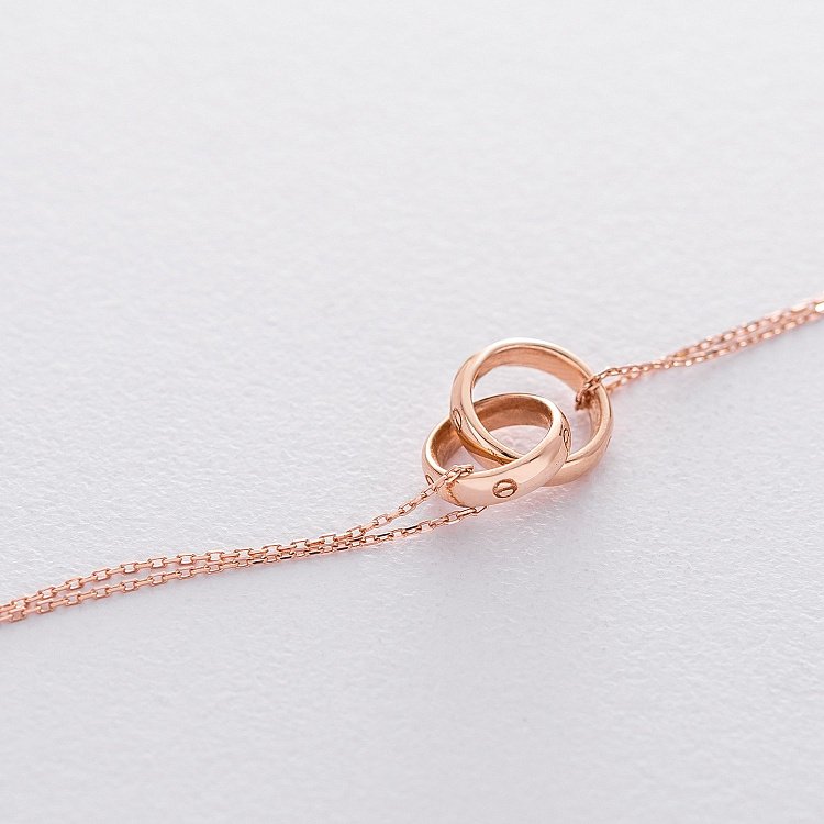 Золотое колье "Кольца" с фианитами кол01498 от ювелирного магазина Оникс - 2