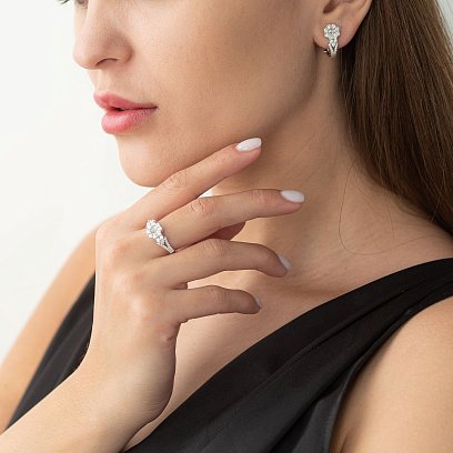 Золоті сережки з діамантами DE1802cha №2