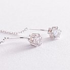 Срібні сережки - протяжки з фіанітами 123106 от ювелирного магазина Оникс - 3