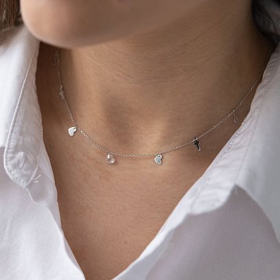 Кольє "Вір надійся кохай" з фіанітом  в білому золоті кол01829 №2