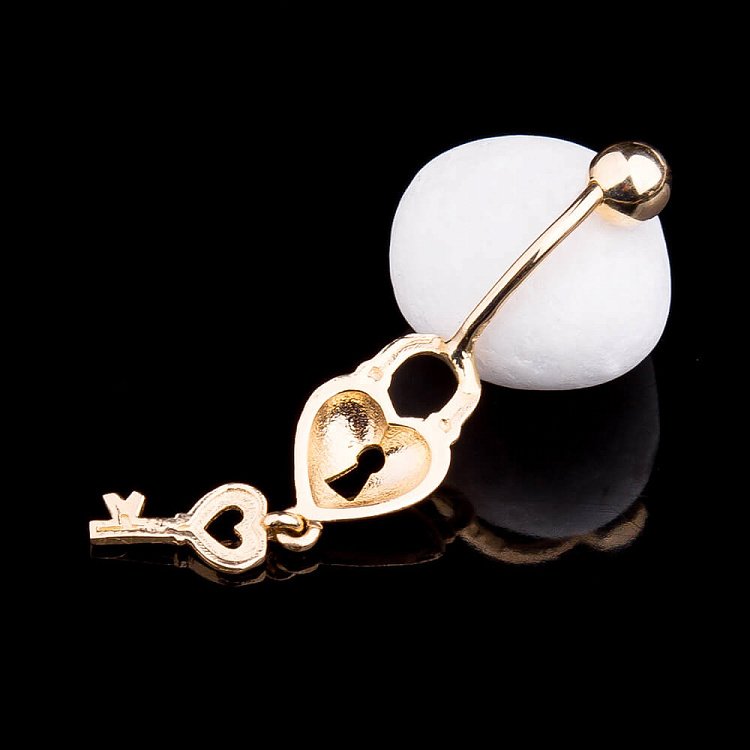 Золотий пірсинг в пупок "Замочок з ключиком" пир00148 від ювелірного магазину Онікс - 2