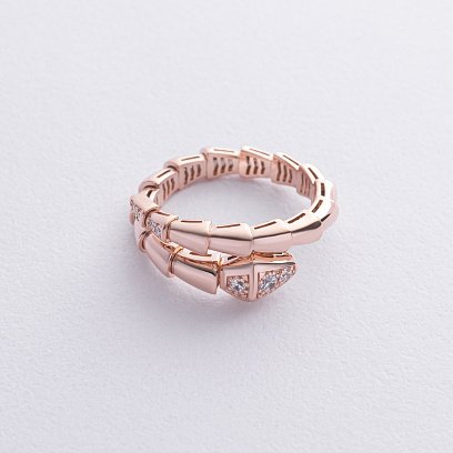 Каблучка "Змія" в червоному золоті (фіаніти) к08086 №5