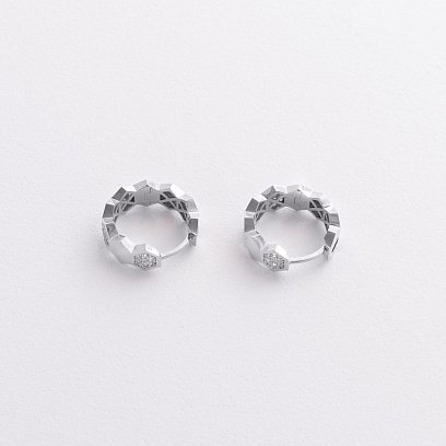 Сережки - кільця "Miranda" у білому золоті (фіанити) с09335 №2