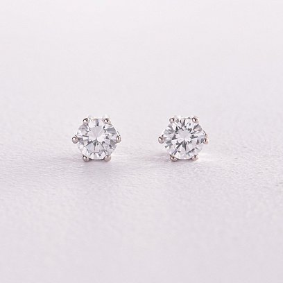 Серебряные серьги - пусеты с фианитами 12623