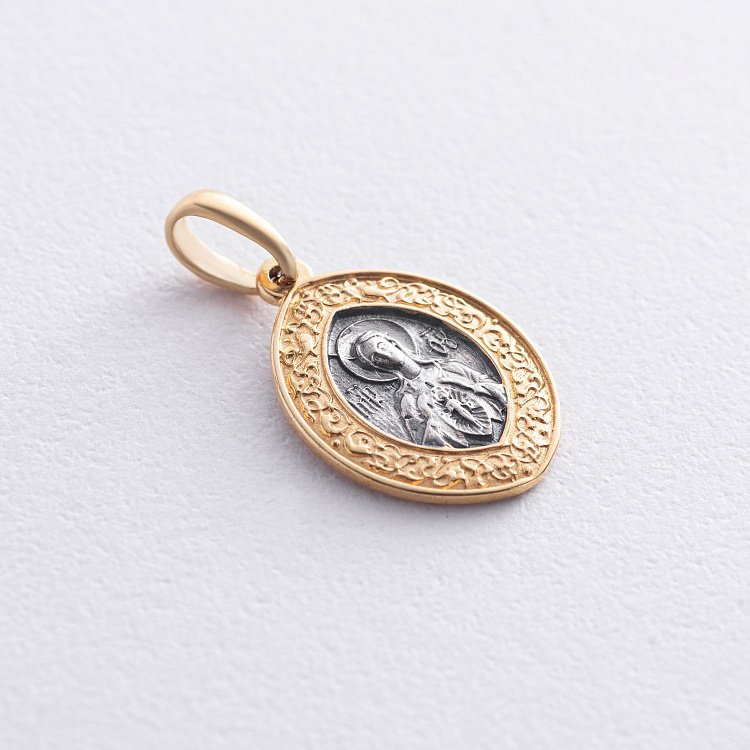 Серебряная ладанка с чернением и позолотой 131808 от ювелирного магазина Оникс - 3