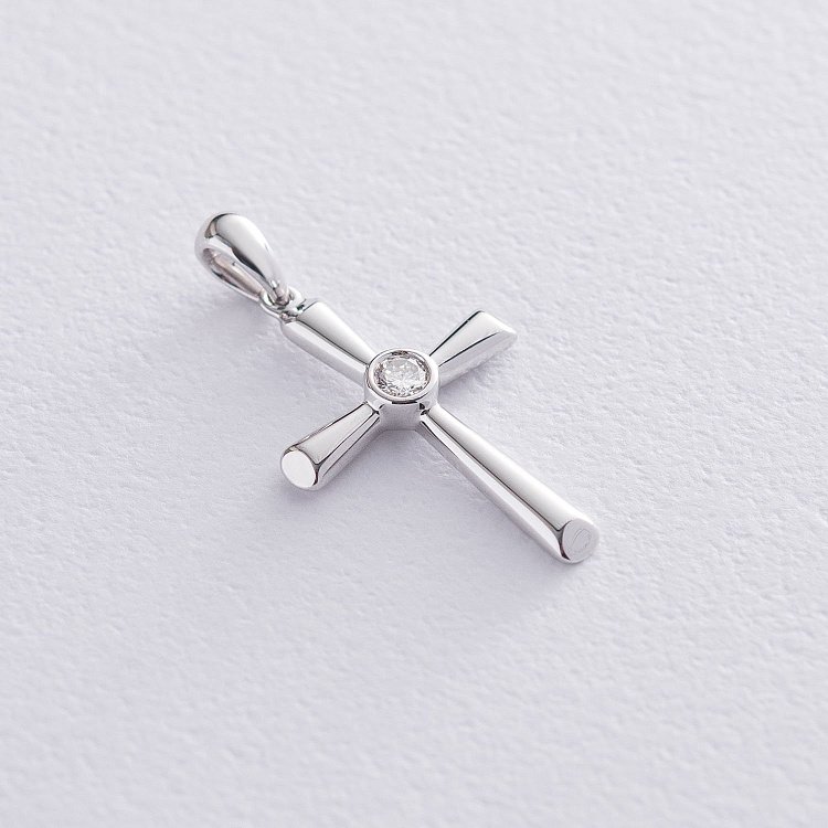 Золотой крестик с бриллиантом пб0234ri от ювелирного магазина Оникс