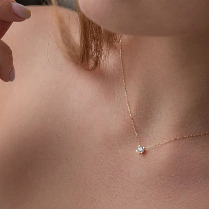 Золотое колье с фианитом кол01359 №3